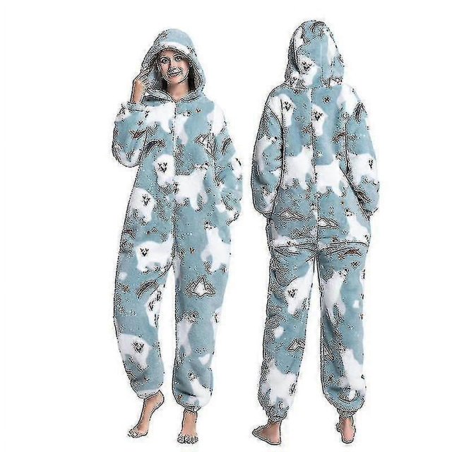 Cartoon Animal One-piece Pajamas Flannel Pajamas For Men And Women
