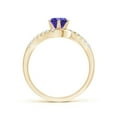 thumbnail image 2 of ANGARA Natural Prong-Set Tanzanite Bypass Ring with Diamond Accents in 14K Yellow Gold for Women (Size-6mm) | December Birthstone, Anniversary, Jewelry Gift for Women | Natural Tanzanite Ring, 2 of 9