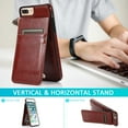 thumbnail image 2 of Mantto For iPhone 7 Plus Case, iPhone 8 Plus Case, Durable Shockproof Wallet Card Slots Case with Card Holder Pocket Back,PU Leather Kickstand Back Flip Cover - Brown, 2 of 7