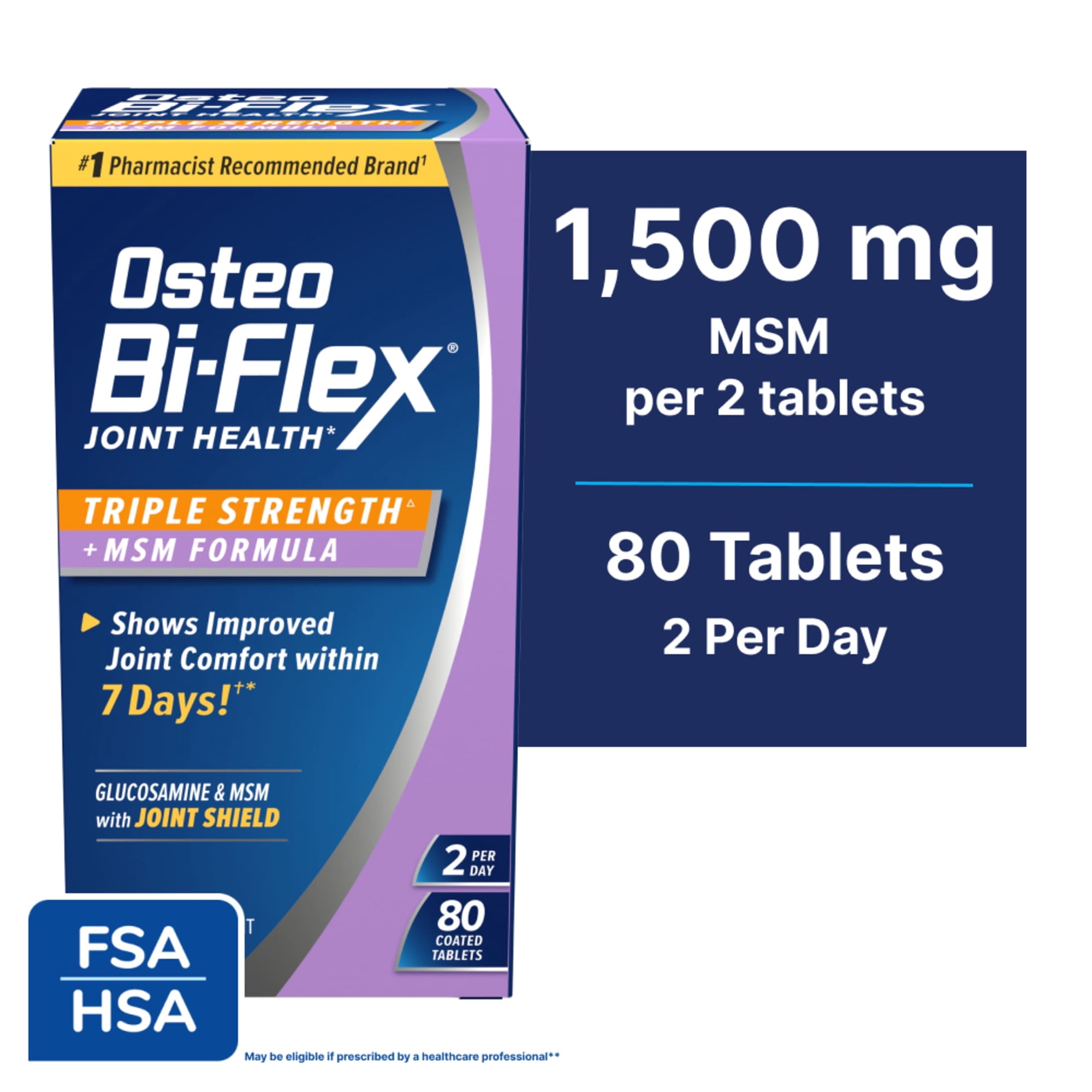 Osteo Bi-Flex Triple Strength with MSM, Glucosamine, Joint Health Supplement, 80 Coated Tablets
