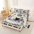 thumbnail image 2 of Manfei Spooky Halloween Print Bed Sheets,Purple Floral Full Size Sheets,4-Piece,1 Flat Sheet, 1 Fitted Sheet and 2 Pillowcases, 2 of 6