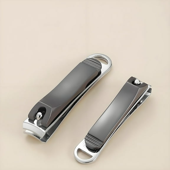 2 PCS Ultra Sharp Zinc-aluminum Alloy Nail Clippers Set for Men&Women Travel Kit,Home Nail Clipper Beauty Kit Gray