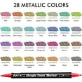 thumbnail image 3 of 28 Metallic Colors Dual Tip Acrylic Paint Markers, Brush Tip and Fine Tip Acrylic Paint Pens for Rock Painting, Ceramic, Wood, Canvas, Plastic, Glass, Stone, Calligraphy, Card Making, DIY Crafts, 3 of 7