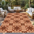 thumbnail image 2 of Orange Brown Flowers Outdoor Rug for Patio/Deck/Porch, Non-Slip Large Area Rug 5 x 8 Ft, Farmhouse Retro Abstract Floral Indoor Outdoor Rugs Washable Area Rugs, Reversible Camping Rug Carpet Runner, 2 of 8