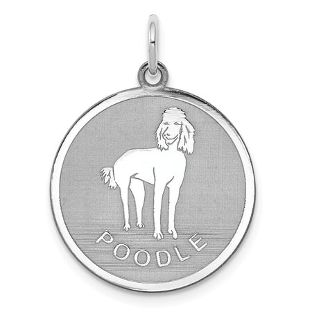 Sterling Silver Poodle Disc Charm Pendant
