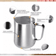 thumbnail image 3 of Leche Café Latte Nave Taza Jarra Para Espumar Cocina 600ml Xtellar Plateado, 3 of 3
