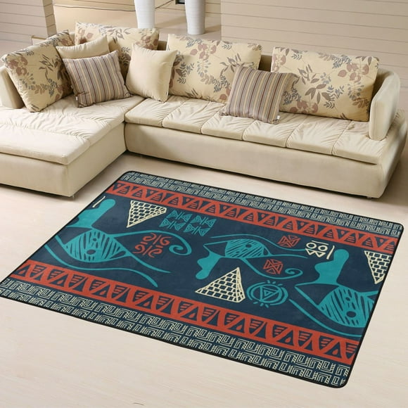 DouZhe Vintage Egyptian Tribal Symbols Pattern Area Rugs Non-Slip Machine Washable Floor Mat, Style Carpet Doormat, 63x48 inches