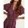 thumbnail image 5 of Summer Maxi Dress for Women Casual Wear To Work V Neck Puff Short Sleeve Smocked Ruffle Flowy Beach Boho Long Floral Dress, 5 of 6