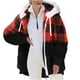 thumbnail image 2 of Sudadera con capucha y manga larga para mujer, informal, con cuello en V y cremallera, para exteriores y chaquetas, 2 of 7