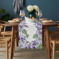 thumbnail image 2 of Purple Flowers Table Runner - 36 Inch Long, Kitchen Dining Table Runner Dresser Scarves, Spring Watercolor Floral Leaves Plants Farmhouse Decor for Coffee Tables Wedding Party Banquet, 2 of 8
