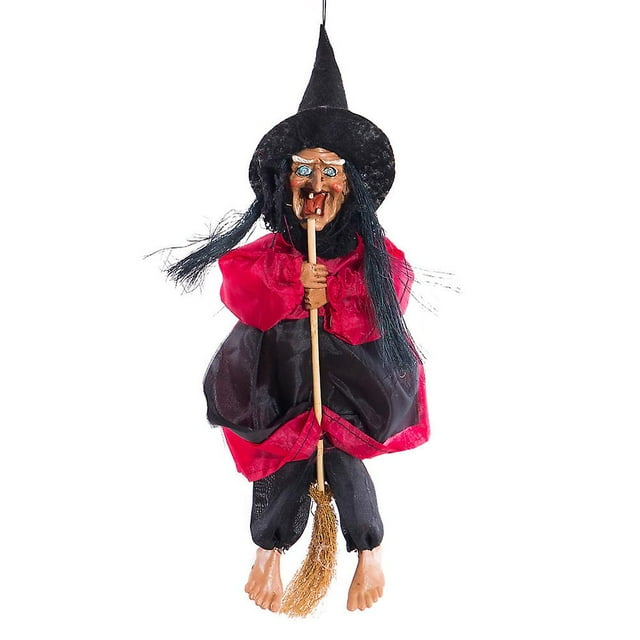 Halloween Hanging Animated Talking Witch Props Laughing Sound Control Decor Toy