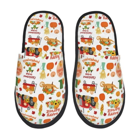 

Silkie Fall Farm Pumpkin Slippers for women and Men House Shoes for Unisex Indoor House Shoes-Large