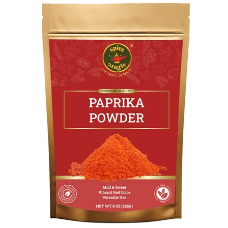 Spice Magic Paprika Powder 8 oz (227 g) Resealable Fresh Pack | Mild, Sweet & Vibrant Red Spice for Cooking, Seasoning & Marinades | 100% Natural & Non-GMO