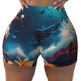 thumbnail image 2 of Salouo Fantasy Underwater Adventure Print Women's Athletic Shorts,Booty Shorts Biker Shorts High Waisted Elastic Workout Shorts for Yoga Gym Running Sports-Medium, 2 of 8