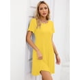 thumbnail image 6 of Chiclily Women's Summer Dresses Casual T Shirt Dresses Light Yellow XL Short Sleeve Flowy Beach Sundress with Pockets, 6 of 9
