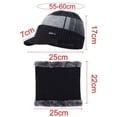 thumbnail image 3 of ZOELNIC Men Winter Warm Hat Scarf Set Knit Visor Beanie Fleece Lined Beanie with Brim Cap, Navy Blue, 3 of 5