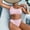 c01Pink, variant on Hduncf Women's Ribbed Bikini Sets Two Shoulder Push-Up Pad Top Mid Waist Cheeky Bathing Suit Bottom Beachwear Set Yellow L