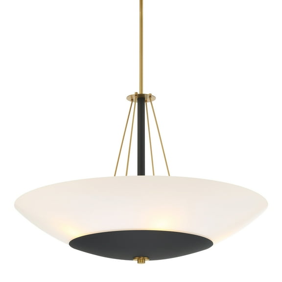 Minka Lavery 1705 Bax 5 Light 32" Wide Suspension Pendant - Sand Coal / Soft Brass