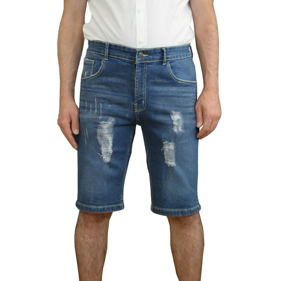 SKYLINEWEARS Men Ripped Distressed Shorts Slim Fit Denim Jeans Shorts with Broken Hole