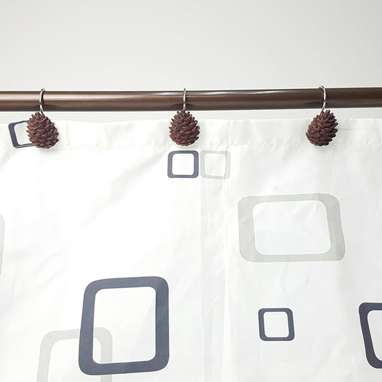 Minchun 12 Pcs Pinecone Shower Curtain Hooks Rust-Proof Decorative