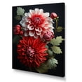thumbnail image 2 of Designart "Dahlia Bouquet Harmony in Red & Green I" Floral Canvas Wall Art - Traditional Red Dahlia Entryway Wall Art Print, 2 of 6