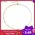 thumbnail image 2 of Vqysko-collar personalizado con inicial de media perla, medio Clip, letra delicada, colgante, cadena, novia, regalo personalizado para mamás, 2 of 4