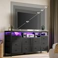 thumbnail image 3 of TV Stand with 10 Fabric Drawers for 65 70 75 Inches TV, 63" W Entertainment Center TV Console Table with LED Lights & Power Outlets & Open Storage Shelves, 3 of 9