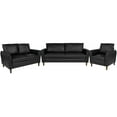 thumbnail image 2 of Flash Furniture Upholstered Plush Pillow Back Chair, Loveseat and Sofa Set in Black LeatherSoft, 2 of 3