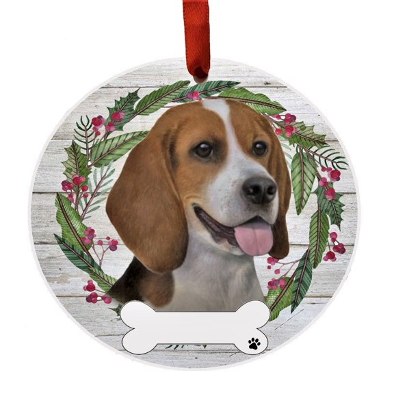 E & S Imports 3.50In Ceramic Beagle Ornament, Ceramic, Dog Puppy Ribbon Cherish Pet 5503