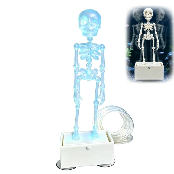 Dancing Skeleton Aquarium Bubbler, Halloween Fish Tank Decor with Glow, 3D Printed Dynamic Aerating Dancing Skeleton Aquarium Bubbler for Spooky Halloween Fish Tank Decor
