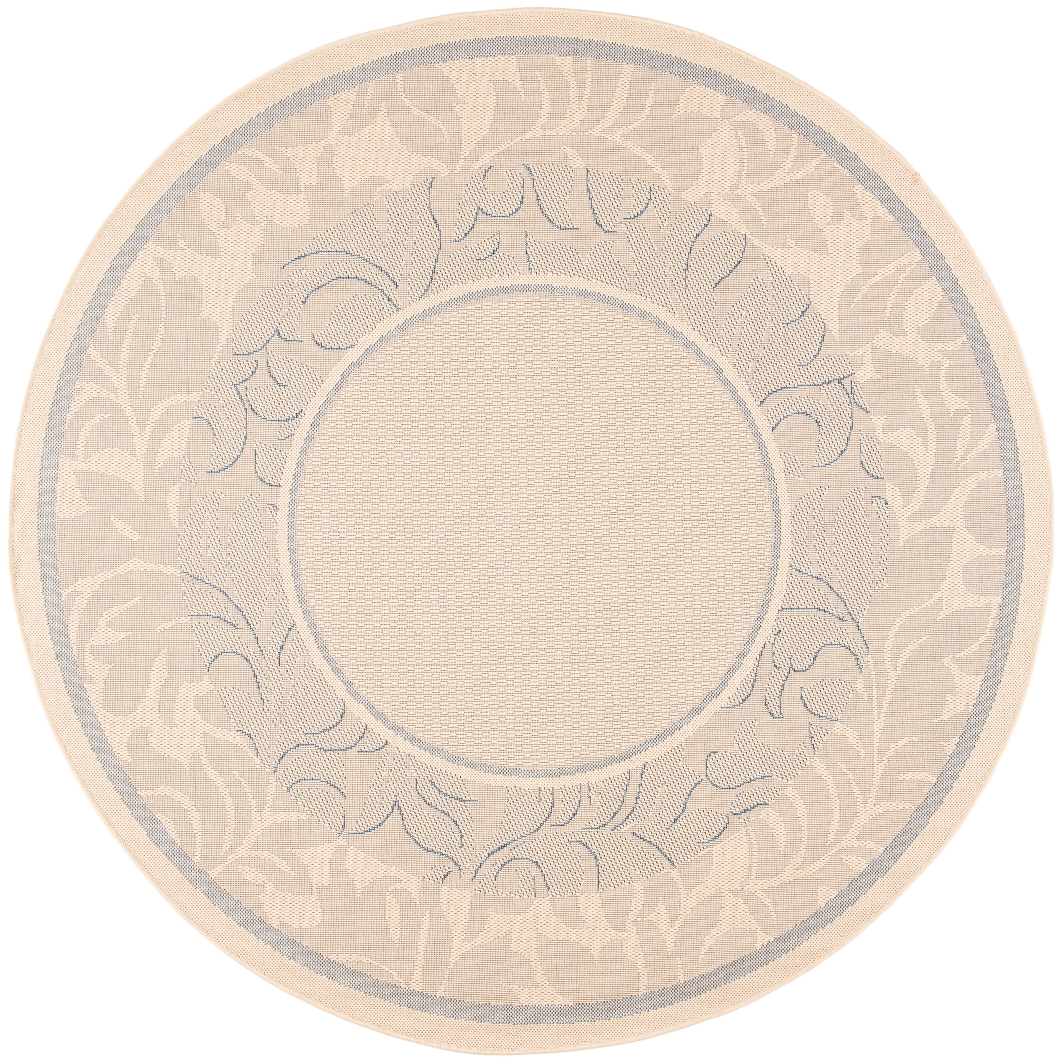 Safavieh Courtyard Elija Botanical Indoor/Outdoor Area Rug, Natural/Blue, 6'7" x 6'7" Round
