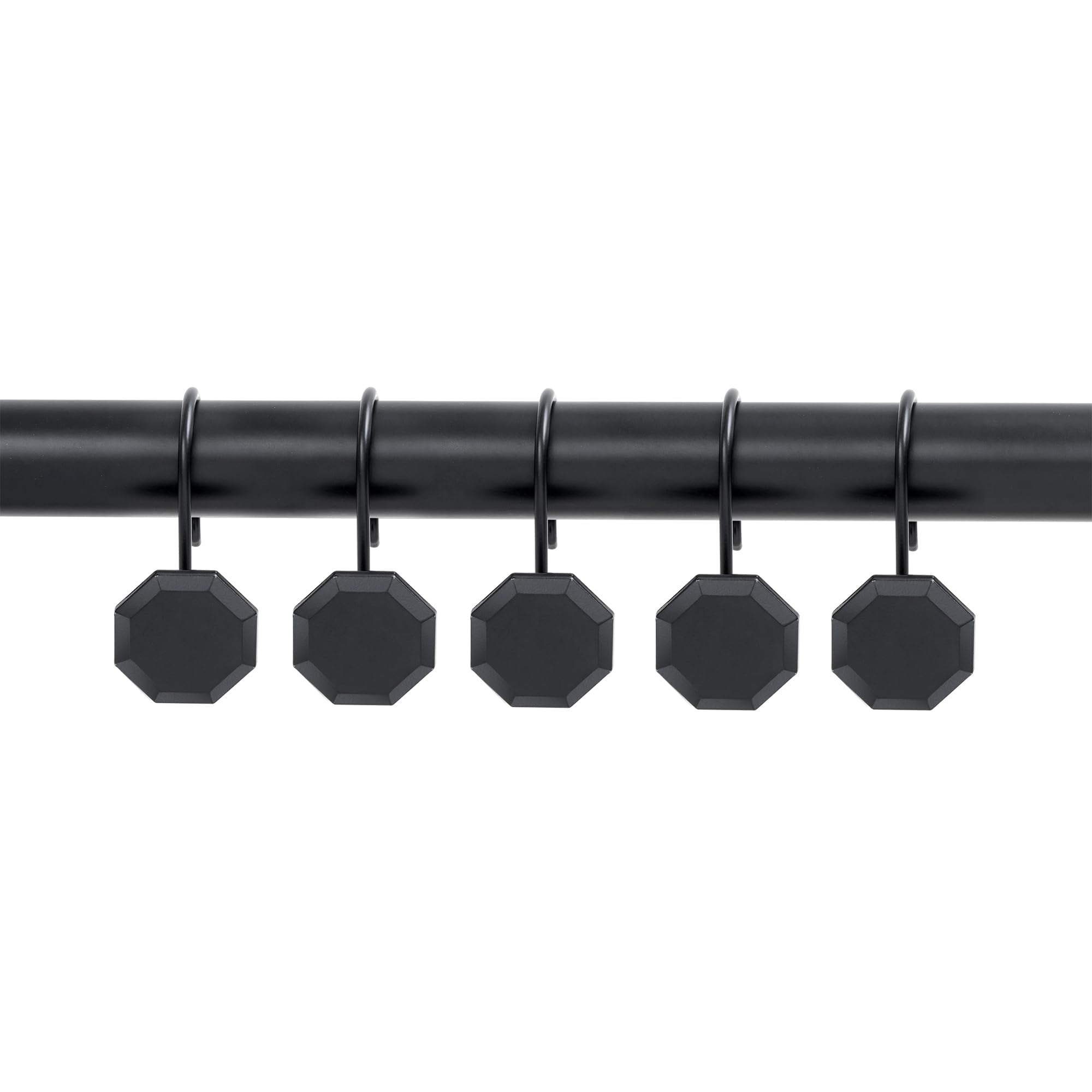 Utopia Alley HK27BK Rust Proof Zinc Shower Curtain Hooks Rings, Matte Black - Set of 12