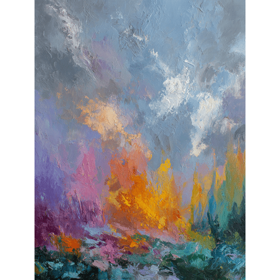 Abstract Landscape Oil Painting Canvas Print, Impressionist Wall Art for Living Room Bedroom Dining Room Office Hotel Lobby