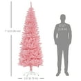 thumbnail image 3 of HOMCOM 7ft Tall Pencil Artificial Christmas Tree with Steel Base, Pink, 3 of 10