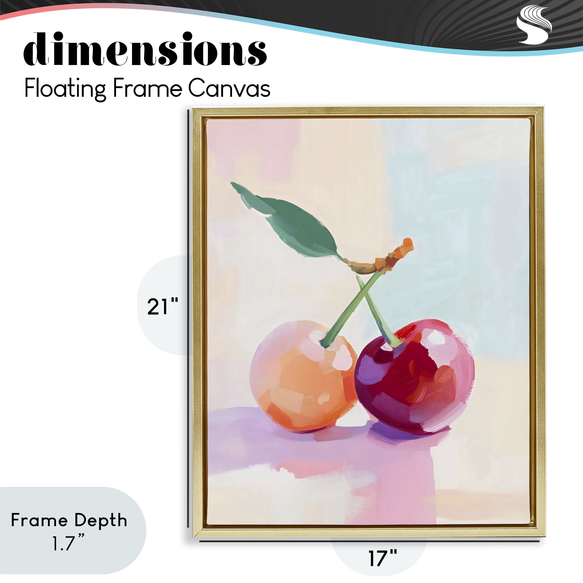 Stupell Industries Pastel Cherries Pair Gold Framed Floater Canvas Wall Art, design by The Prints Vibe