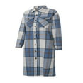 thumbnail image 2 of Women Plaid Windbreaker Coat Button-down Long Sleeve Lapel Jacket With Pockets Fall Spring Outwear, 2 of 6