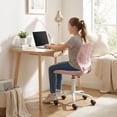 thumbnail image 5 of Homy Casa Teen Desk Chair with Mesh Back, Adjustable Swivel Cute Vanity Chair, Morandi Pink, 5 of 11