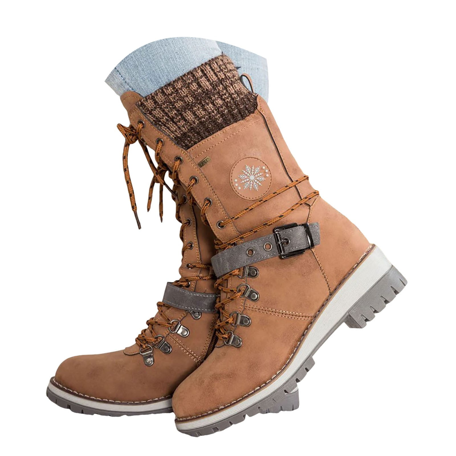 DVKOVI Botas Vaqueras De Mujer Calf Boots for Women Women's