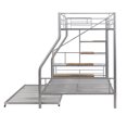 thumbnail image 4 of Euroco Metal Twin over Full Bunk Bed with Storage Staircase and Trundle Bed for Kids Teens Bedroom, Silver, 4 of 14