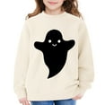 thumbnail image 4 of EnJoCho Playful Print White Hoodie Girls Soft Pullover Halloween Sweatshirt Cute Graphic Casual Streetwear Comfy Tween Lounge Wear, 4 of 7