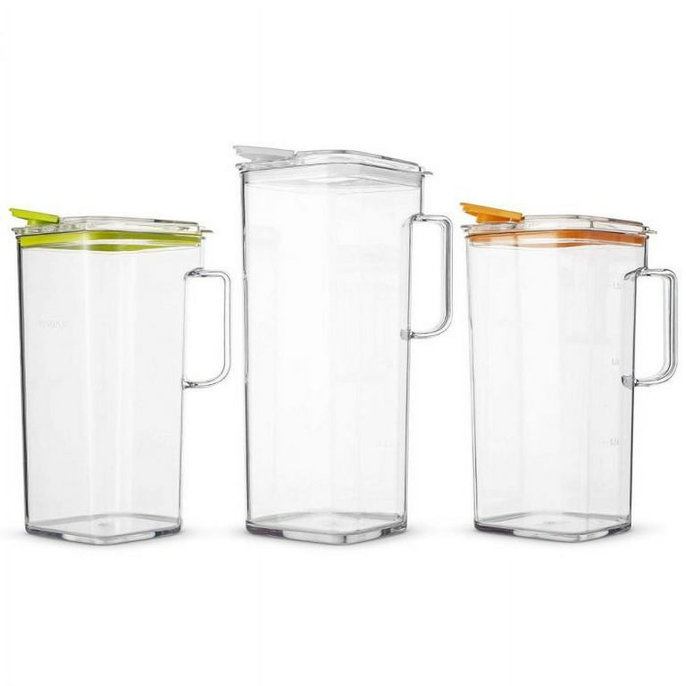 Compact Pitcher with Premium Lid, Plastic Pitcher with Multifunction Lid, 2  Quart