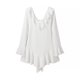 thumbnail image 4 of HH TRAF Vestido corto femenino de verano con volantes, elegante, irregular, liso, de manga larga, con capas y escote en V, 4 of 5