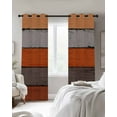 thumbnail image 3 of Fsddascl Orange Wooden Blackout Curtains for Bedroom/Living Room, Thermal Insulated Kitchen Curtains, Grey Stripe Gradient Country Rustic Grain Grommet Darkening Window Treatment Drapes 42"x45"x2, 3 of 8