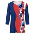 thumbnail image 4 of BangWanChi Womens Tops Dressy Casual Women's Independence Day Fashion Printed Round Neck 3/4 Sleeve T-shirt Top, 4 of 5