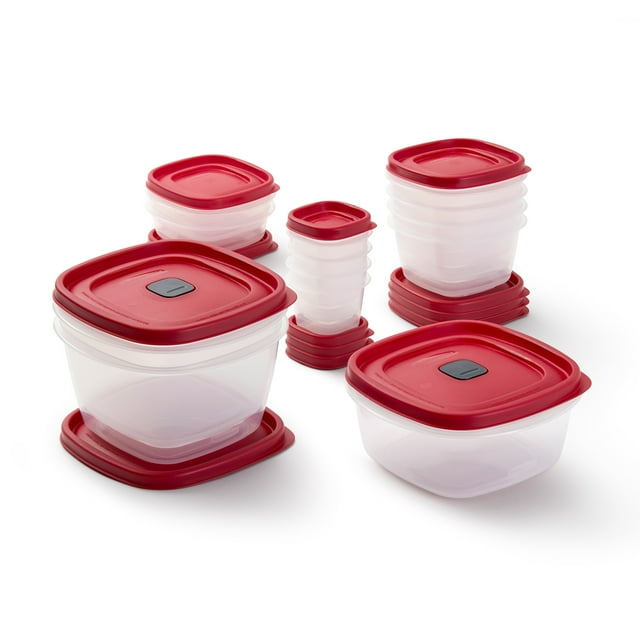 Contenants pour rangement alimentaire EasyFindLids de Rubbermaid, avec couvercles munis d’évents, rouge, ensemble de 26 pièces