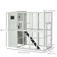 thumbnail image 3 of PawHut Large Wooden Outdoor Cat House With Large Run For Play, White, 3 of 9