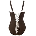 thumbnail image 4 of Womens Tummy Control One Piece Swimsuit Sexy Crisscross Back Bathing Suit (Brown, XL), 4 of 6