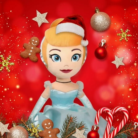 Santa Hat Princess Cinderella 13” High Quality Plush Doll New Disney Holiday New