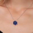 thumbnail image 3 of Gem Stone King 925 Sterling Silver and 10K Yellow Gold Blue Sapphire Pear Shape Flower Pendant Necklace for Women (3.06 Cttw, 6X4MM, Gemstone Birthstone, with 18 inch Chain), 3 of 6