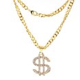 thumbnail image 1 of Shinning Rhinestone Dollar Money Sign Pendants Alloy Long Necklaces for Hip Hop Women Men, 1 of 9